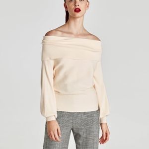 Zara Ribbed Bandeau Sweater Size SMALL